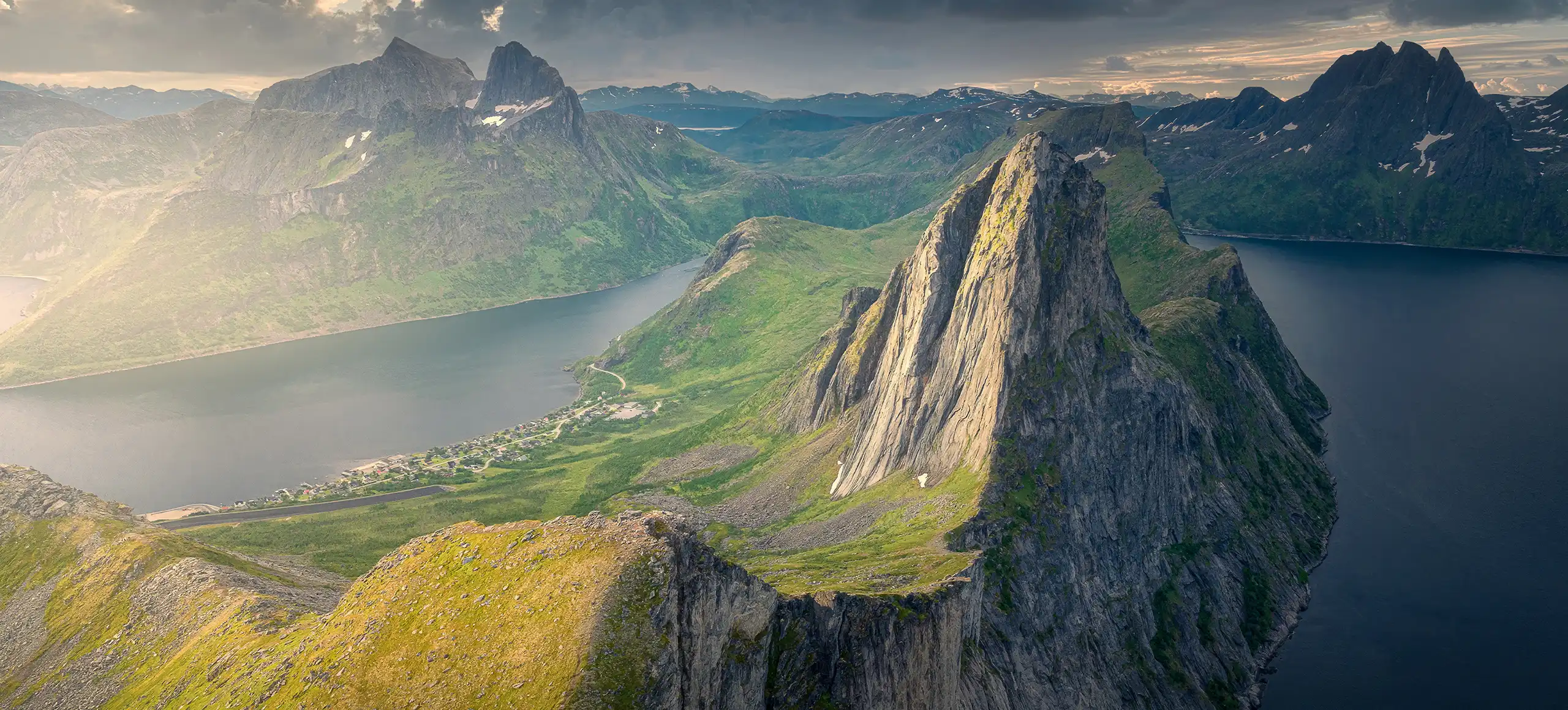 Aerial view of Segla mountain in Senja, Norway by Ben Székely